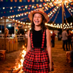 Saia de Festa Junina Com Alça Suspensório Infantil- Mod-02
