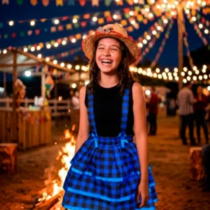 Saia de Festa Junina Com Alça Suspensório Infantil- Mod-03