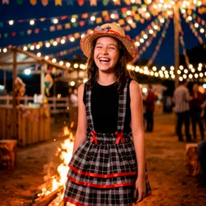 Saia de Festa Junina Com Alça Suspensório Infantil- Mod-04