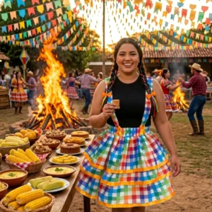 Saia Junina com Suspensólio Plus Size Xadrez- Mod-01