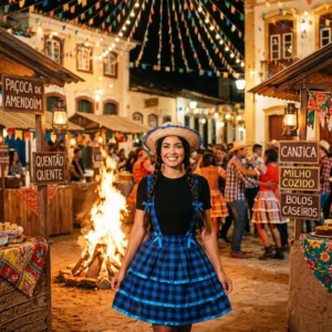 Saia de Festa Junina Com Alça Suspensório Adulta- Mod-02