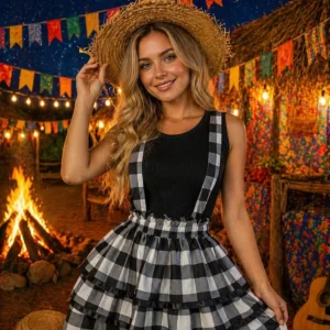 Saia de Festa Junina Com Alça Suspensório Adulta- Mod-03