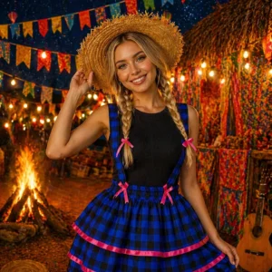 Saia de Festa Junina Com Alça Suspensório Adulta- Mod-06