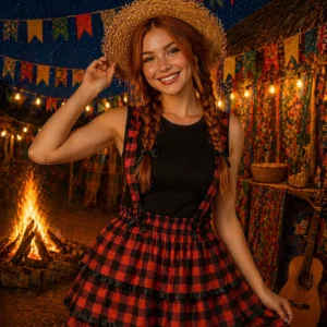 Saia de Festa Junina Com Alça Suspensório Adulta- Mod-01